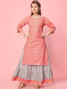 BAESD Girls Ethnic Motifs Flared Sleeves Kurta