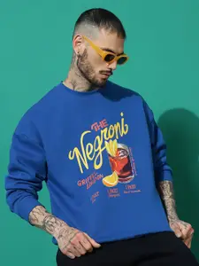 GRIFFEL Men Graphic Printed Round Neck Long Sleeves Pullover Sweatshirt