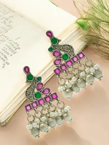 FEMMIBELLA Peacock Shaped Drop Earrings