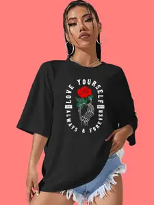 London Hills Women Printed Drop-Shoulder Sleeves Oversized T-shirt