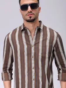 The Indian Garage Co Men Slim Fit Multi Stripes Opaque Striped Casual Shirt