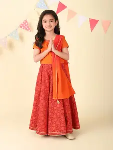 Fabindia Girls Ready to Wear Lehenga & Blouse With Dupatta