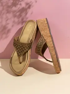 Inc 5 Embellished Ethnic Wedge Round Toe Heels Sandals