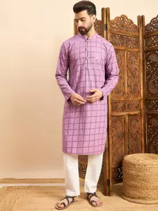 House of Pataudi Embroidered Mandarin Collar Ethnic Wear Kurta