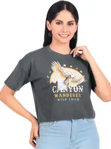 London Hills Women Printed Drop-Shoulder Sleeves T-shirt