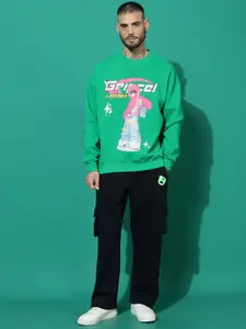 GRIFFEL Men Printed Oversized Fit Long Sleeves Tracksuit