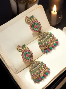 FEMMIBELLA Peacock Shaped Jhumkas Earrings