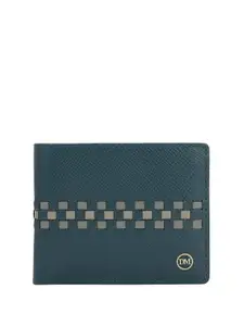 Da Milano Men Geometric Printed Leather Two Fold Wallet