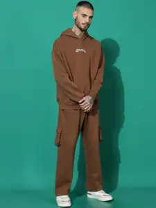 GRIFFEL Men Printed Hooded Mid-Rise Tracksuits