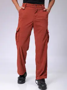 The Indian Garage Co Men Textured Loose Fit Cargos Trousers