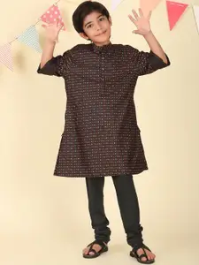 Fabindia Boys Ethnic Motifs Printed Thread Work Kurta