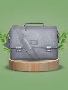 OLIVE MIST Unisex Textured Leather Laptop Bag