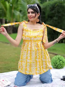 KALINI Ethnic Motifs Printed Square Neck Kurti