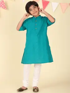 Fabindia Boys Ethnic Motifs Printed Flared Sleeves Thread Work Kurta