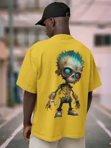 Elibolz Men Printed Drop-Shoulder Sleeves Bio Finish T-shirt