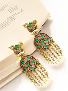 FEMMIBELLA Peacock Shaped Drop Earrings