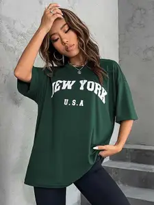 London Hills Women Printed Drop-Shoulder Sleeves T-shirt