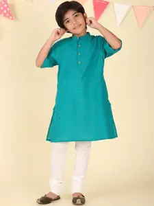 Fabindia Boys Ethnic Motifs Printed Flared Sleeves Thread Work Kurta