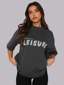 London Hills Women Printed Drop-Shoulder Sleeves Oversized T-shirt