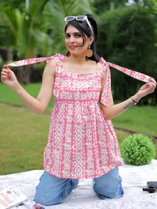 KALINI Ethnic Motifs Printed Square Neck Kurti
