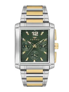 Ferro Men Brass Dial & Stainless Steel Bracelet Style Straps Analogue Multi Function Watch FM11465A-D6