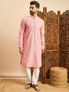 House of Pataudi Embroidered Mandarin Collar Ethnic Wear Kurta