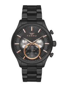 Ferro Men Brass Dial & Stainless Steel Bracelet Style Straps Analogue Multi Function Watch FM11309A-V