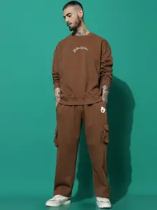 GRIFFEL Men Brand Logo Printed Mid Rise Tracksuits