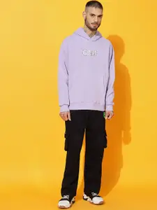 GRIFFEL Men Printed Oversized Hooded Sweatshirt & Trackpants