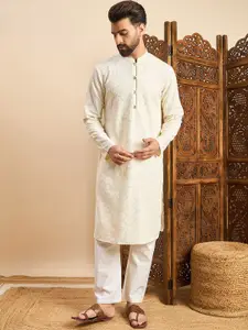 House of Pataudi Embroidered Mandarin Collar Ethnic Wear Kurta