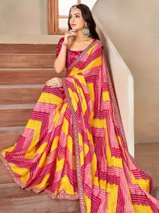 Saree mall Bandhani Embroidered Poly Chiffon Bandhani Sarees