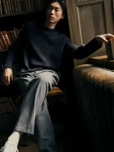 H&M Men Textured-Knit Pull Over Jumper