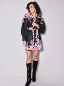 Vero Moda Women Floral Printed Cuffed Sleeves Shirt Dress