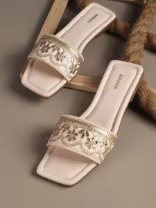 Anouk Women Woven Design Ethnic Open Toe Flats