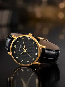 Sonata Men Dial & Leather Straps Analogue Watch 77155YL02