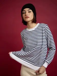 SASSAFRAS Women Striped Sweatshirt