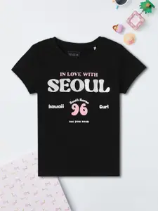 max Girls Printed Applique T-shirt