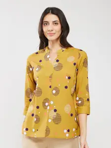 Pink Fort Cotton Print Play Top - Mustard