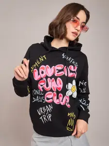 SASSAFRAS Women Printed Hooded Sweatshirt