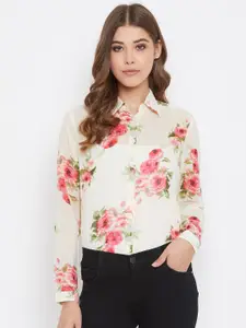 PURYS Women Standard Floral Semi Sheer Printed Casual Shirt