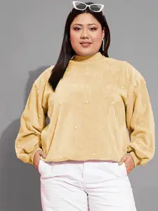 SASSAFRAS Curve Women Embellished Sweatshirt