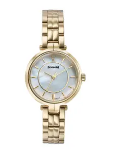 Sonata Women Mother of Pearl Dial & Bracelet Style Straps Analogue Watch 87077YM01
