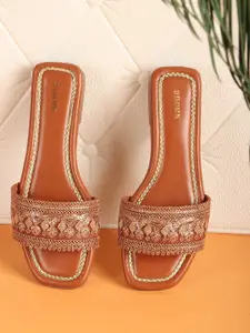 Anouk Women Printed Ethnic Open Toe Flats