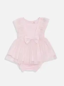 Allen Solly Junior Girls Bow Detail Cotton Fit & Flare Dress With Briefs & Headband