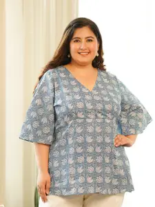 NANGALIA RUCHIRA Women Floral Printed Cotton Wrap Top