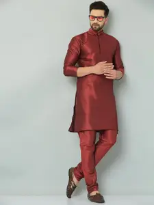 LEMONX Men Regular Thread Work Pure Silk Kurta with Pyjamas