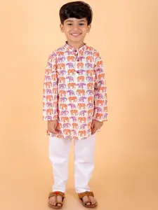 BAESD Boys Animal Printed Regular Pure Cotton Kurta with Pyjamas