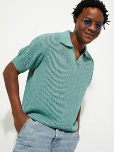 Max Urb_N Men Knit Johnny Collar Oversized T-Shirt