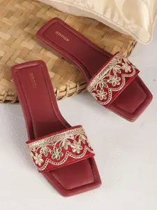 Anouk Women Embellished Ethnic Open Toe Flats