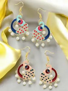 OOMPH Peacock Shaped Drop Earrings